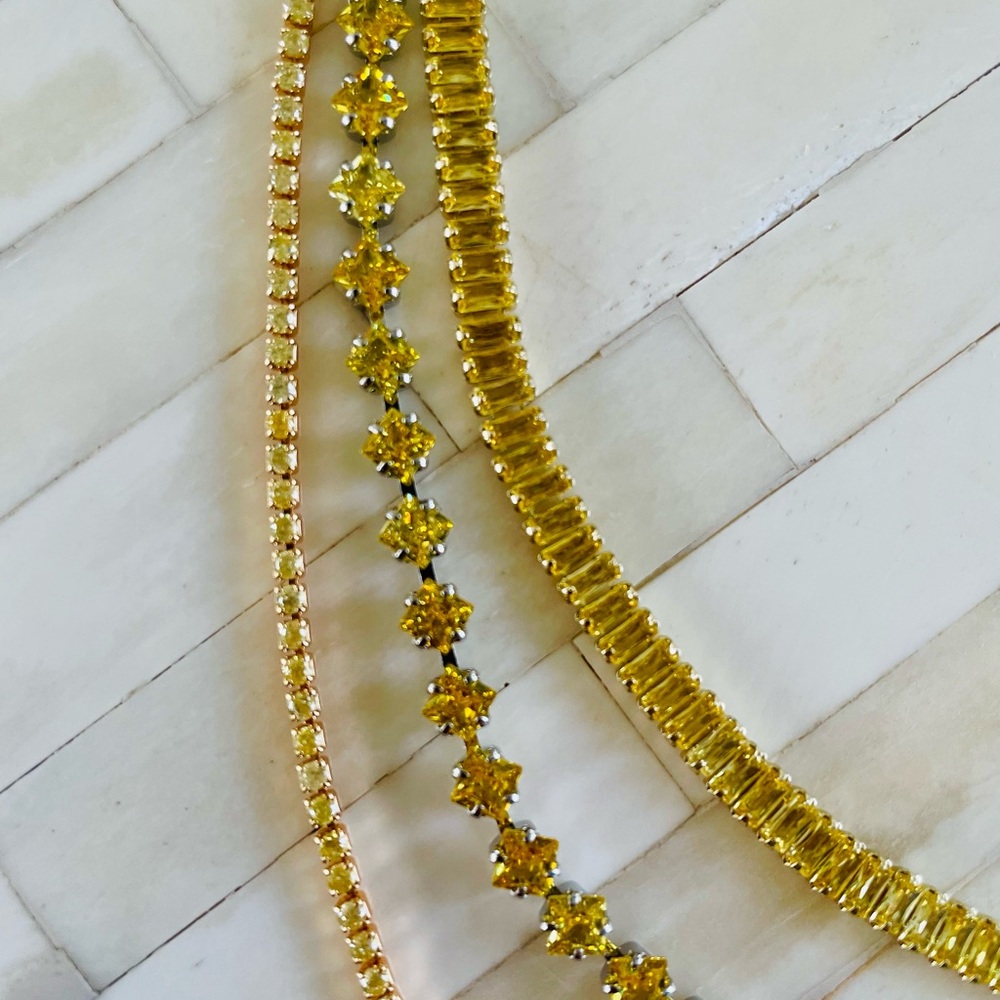 18k Gold Plated Yellow Tennis Bracelet Trio NWOT